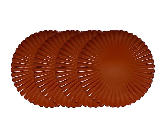 Celebrate It; 13" Thanksgiving Orange Scalloped Charger Plates, 4ct. by Celebrate It™; Category:Thanksgiving Party Supplies; Image:1